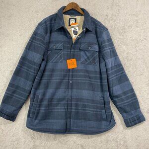 NEW Voyager XXL Blue Plaid Sherpa-Lined Shirt Jacket  Snap button H1120